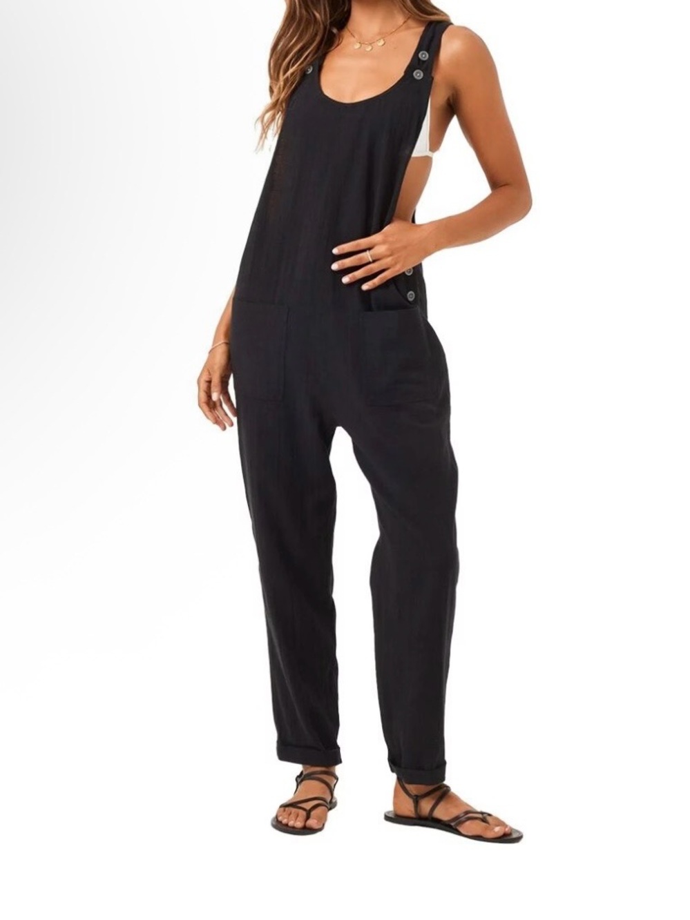 l*space Black Relaxed Utility Jumpsuit